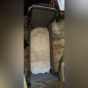 Blue diaper bag with changing pad